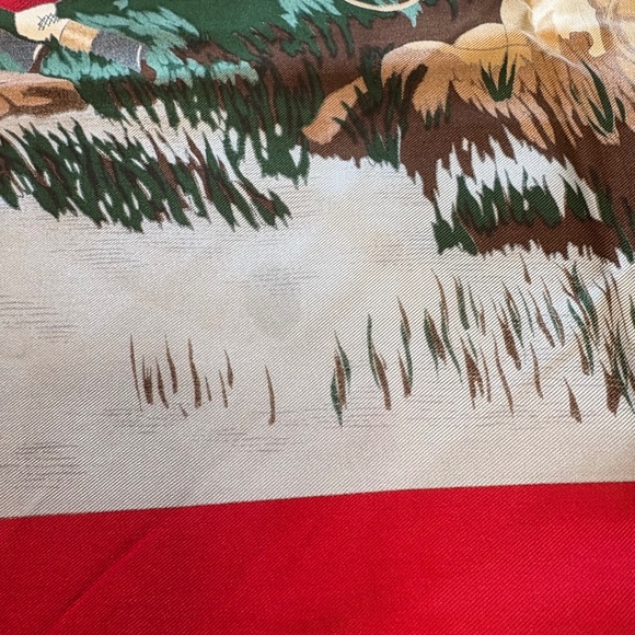 Ginnie Johansen Silk Scarf Green Gallery Horse Hunting 80s Retro Equestrian - Picture 9 of 9